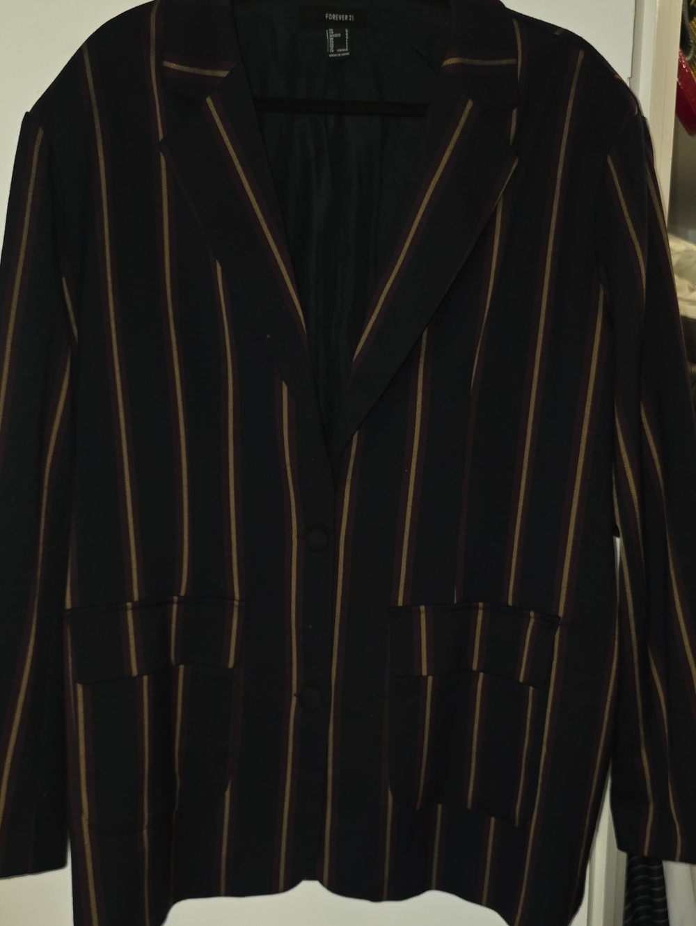Forever 21 Black Blazer with Tan Stripe